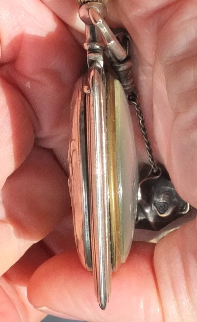 серебряные карманные часы Tavannes, Швейцария, дизайнер Holt Freres, 19 век - миниатюра 4