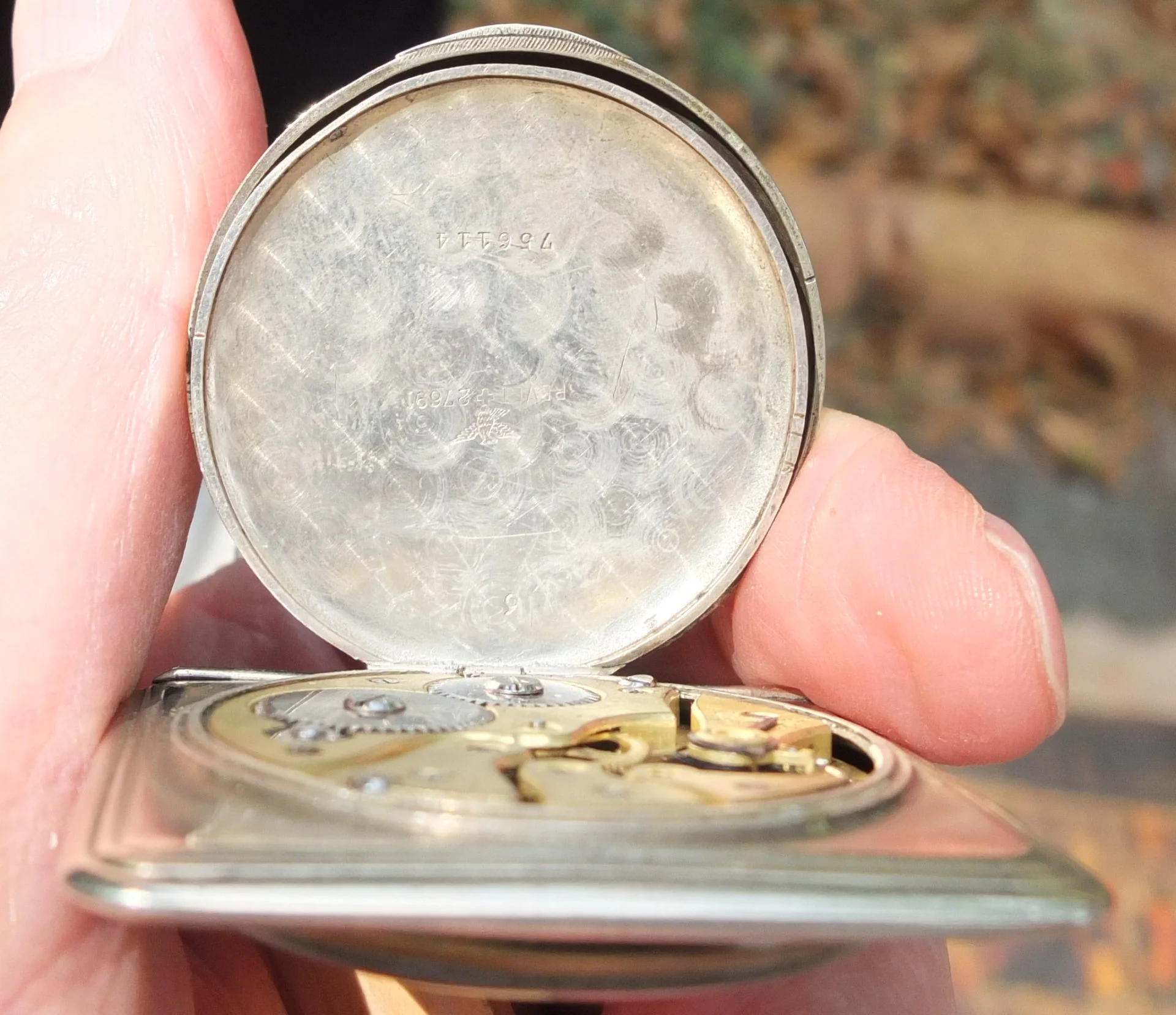 серебряные карманные часы Tavannes, Швейцария, дизайнер Holt Freres, 19 век - миниатюра 8