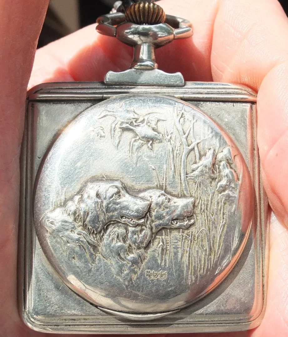 серебряные карманные часы Tavannes, Швейцария, дизайнер Holt Freres, 19 век - миниатюра 10