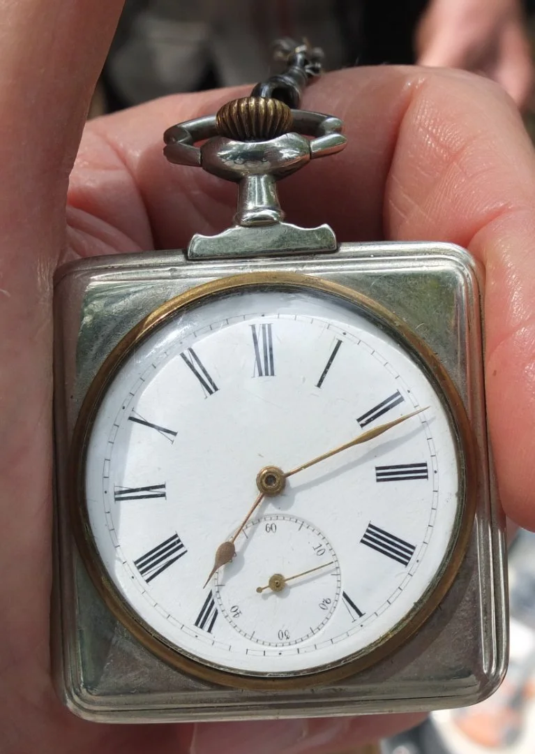 серебряные карманные часы Tavannes, Швейцария, дизайнер Holt Freres, 19 век - миниатюра 11