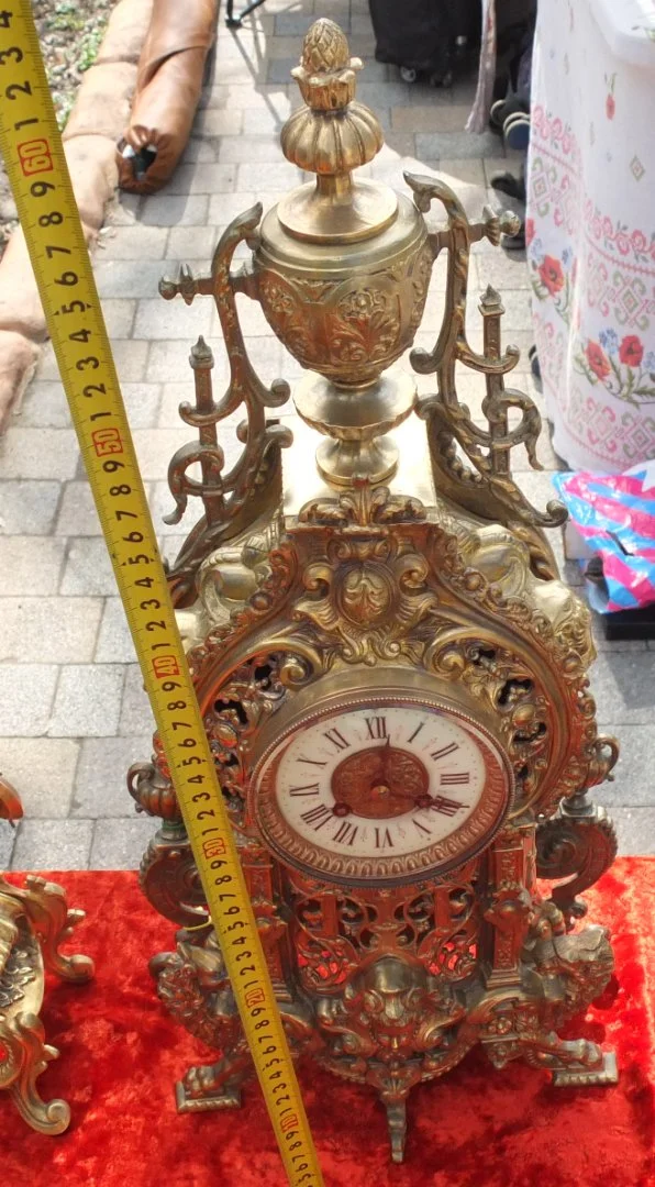 часы каминные бронзовые, Европа, 19 век - миниатюра 5