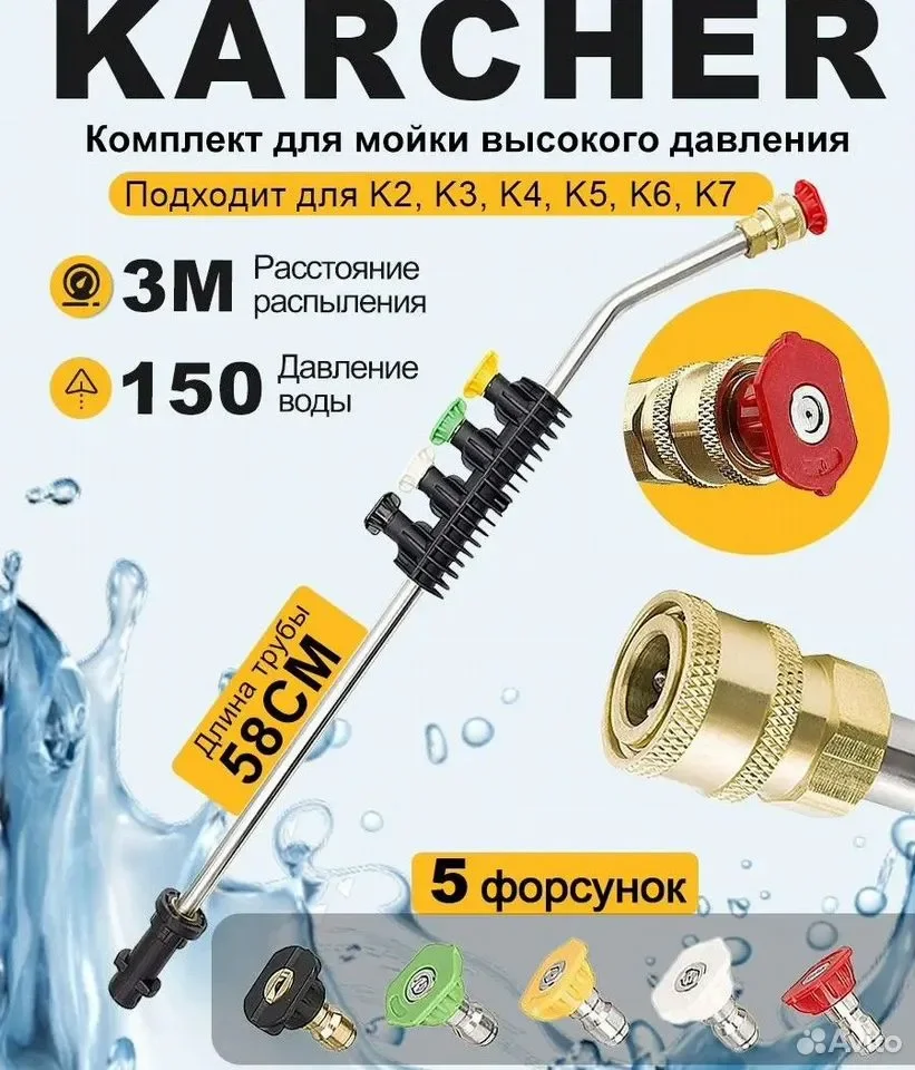 Струйная насадка для Karcher K2-K7 с 5 фрезами