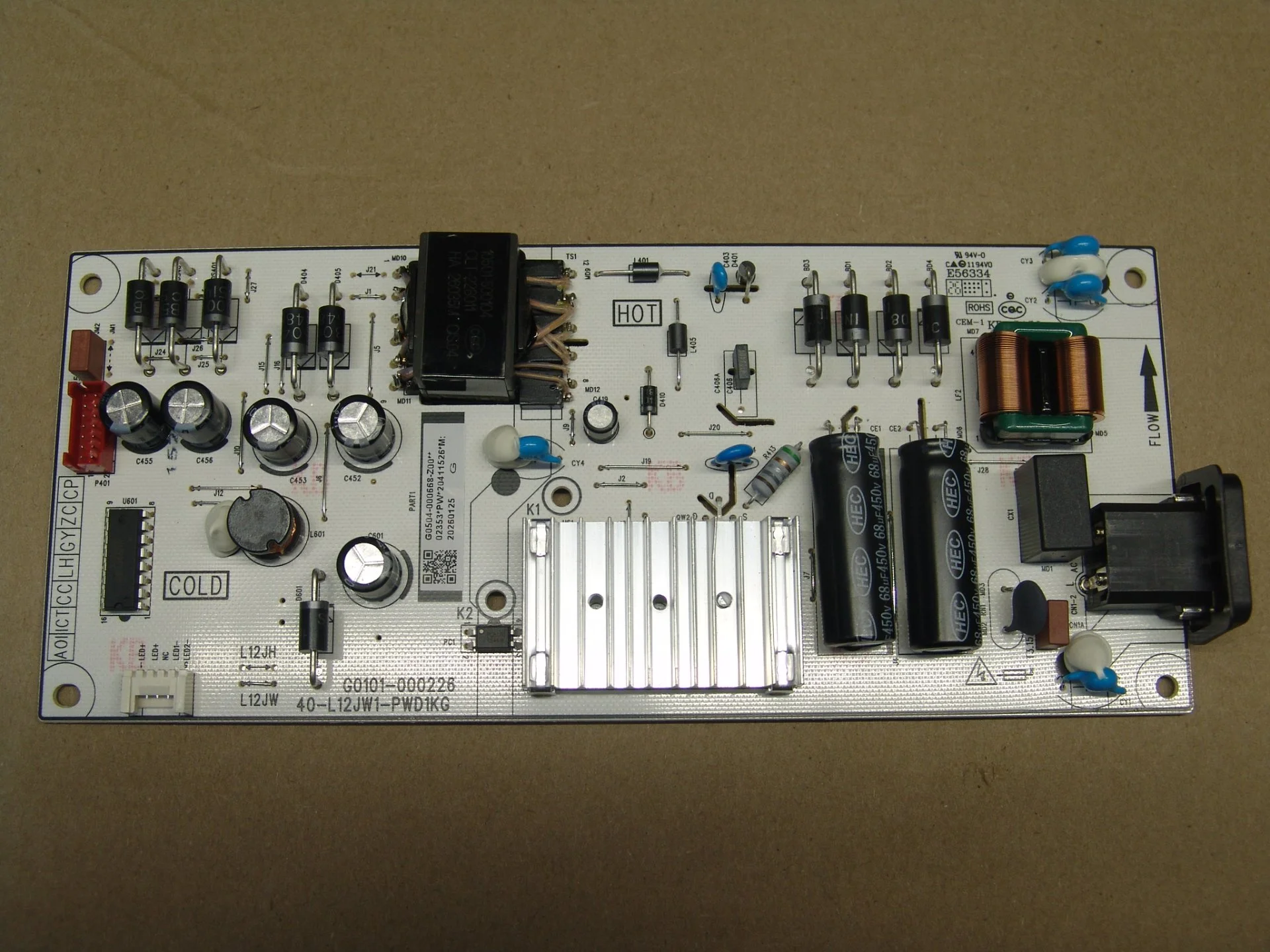 Плата питания ТВ TCL G0101-000226 40-L12JW1-PWD1KG - миниатюра 2