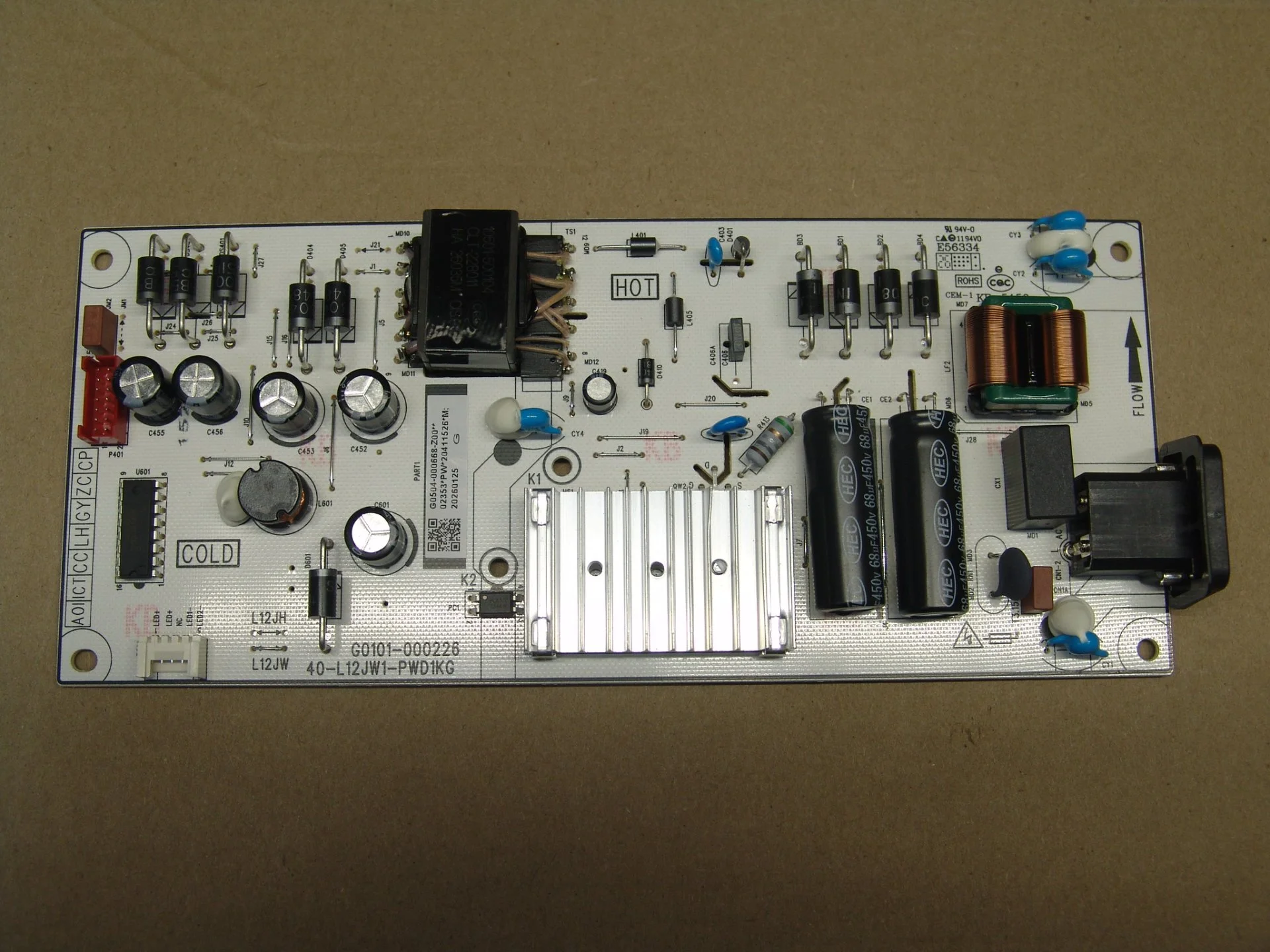 Плата питания ТВ TCL G0101-000226 40-L12JW1-PWD1KG - миниатюра 3