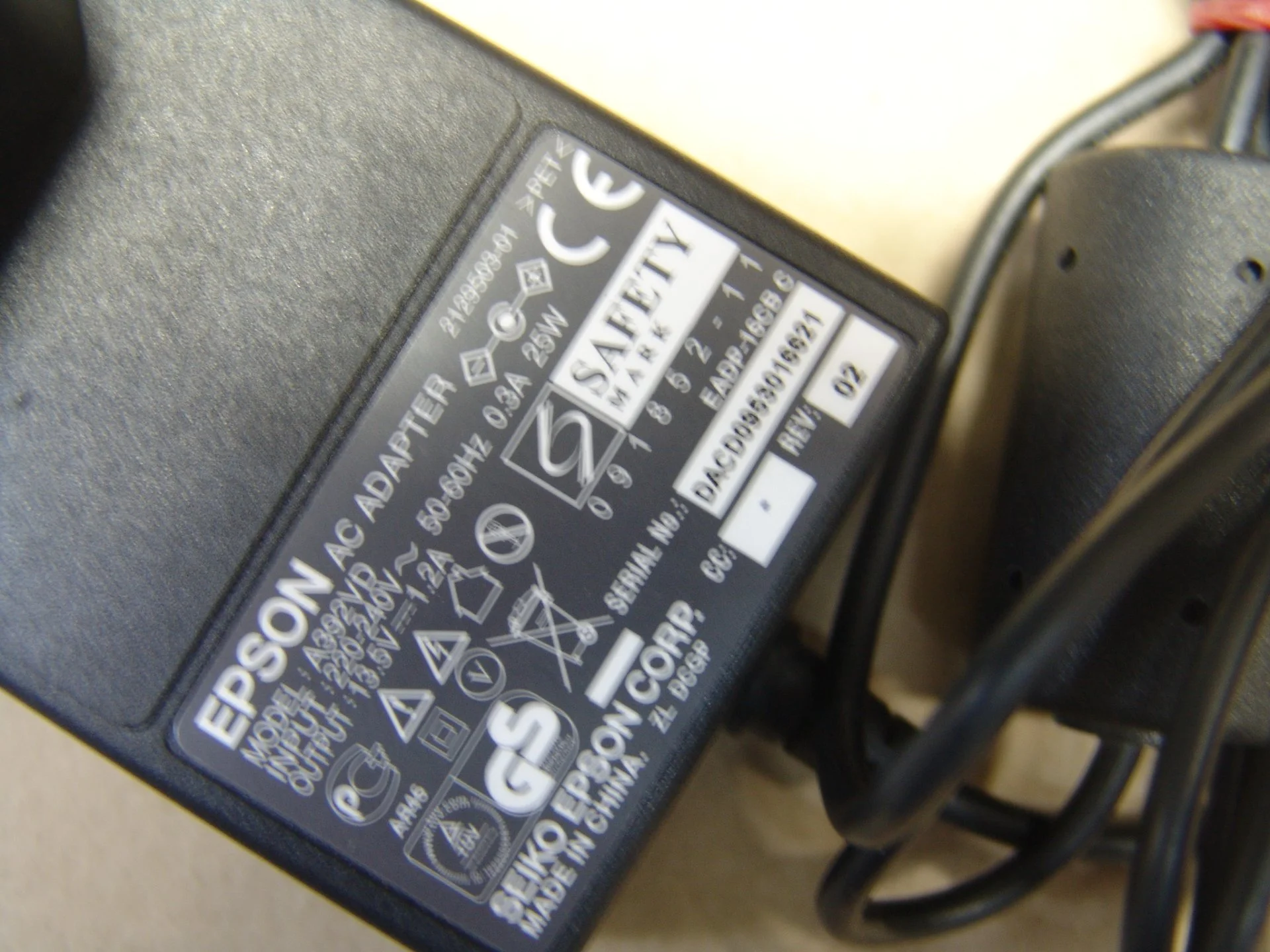 Блок питания сканера EPSON A392VD 13.5V 1.2A - миниатюра 4