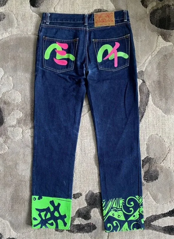 Японские женские джинсы evisu с иероглифами - миниатюра 7