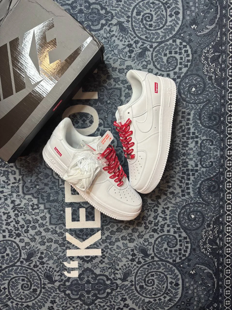 Nike air force 1 supreme white - миниатюра 2