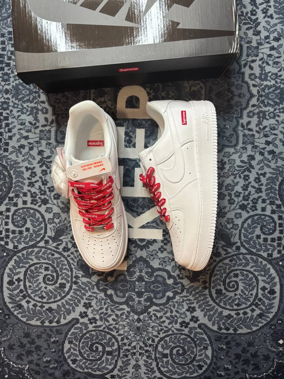 Nike air force 1 supreme white - миниатюра 3