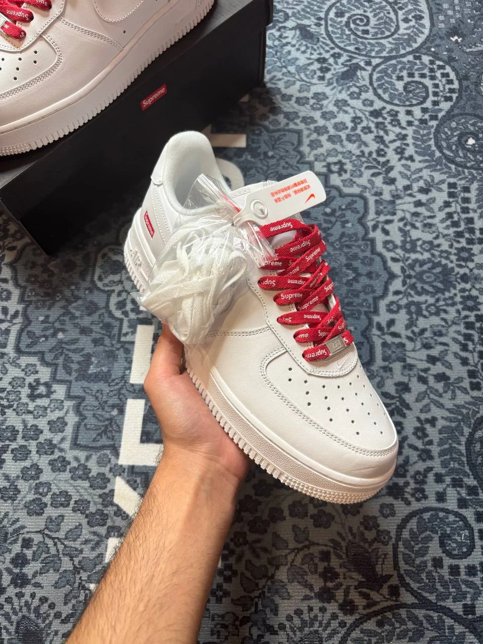 Nike air force 1 supreme white - миниатюра 4