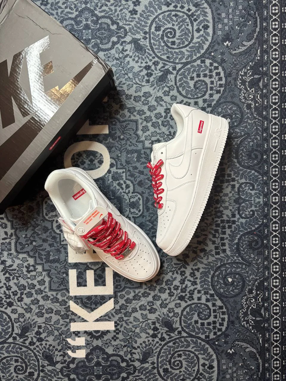 Nike air force 1 supreme white - миниатюра 5