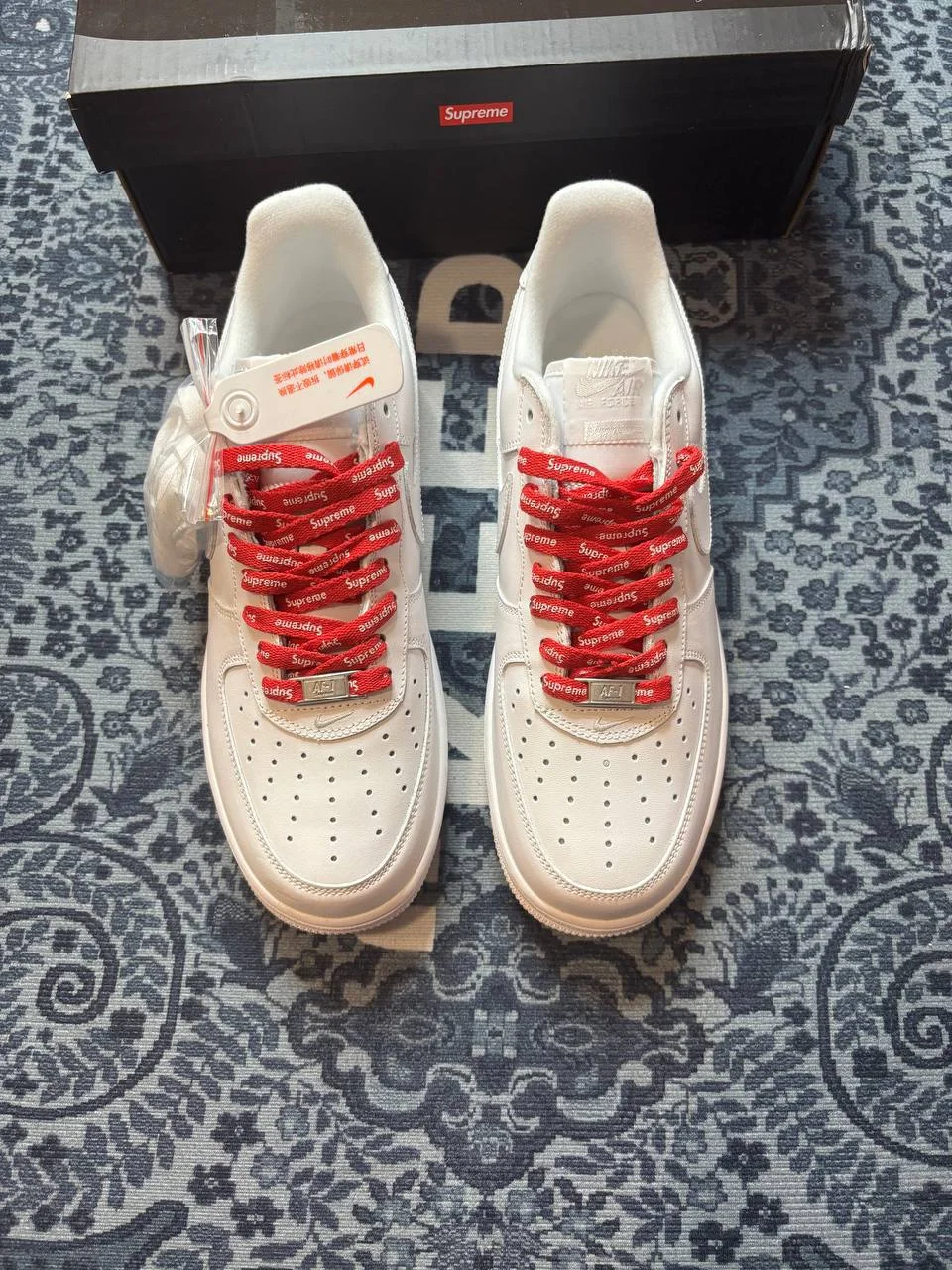 Nike air force 1 supreme white - миниатюра 6