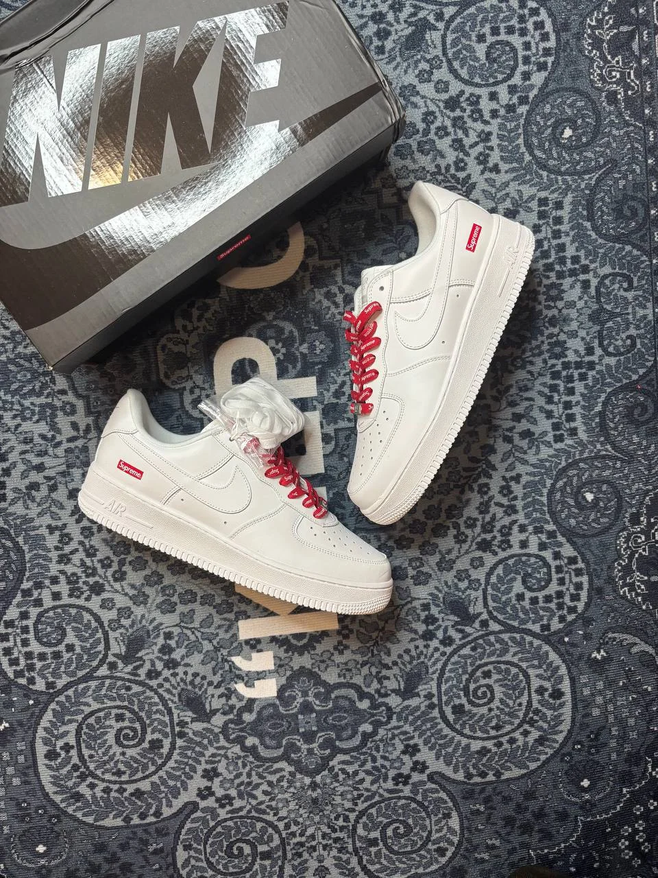Nike air force 1 supreme white - миниатюра 7