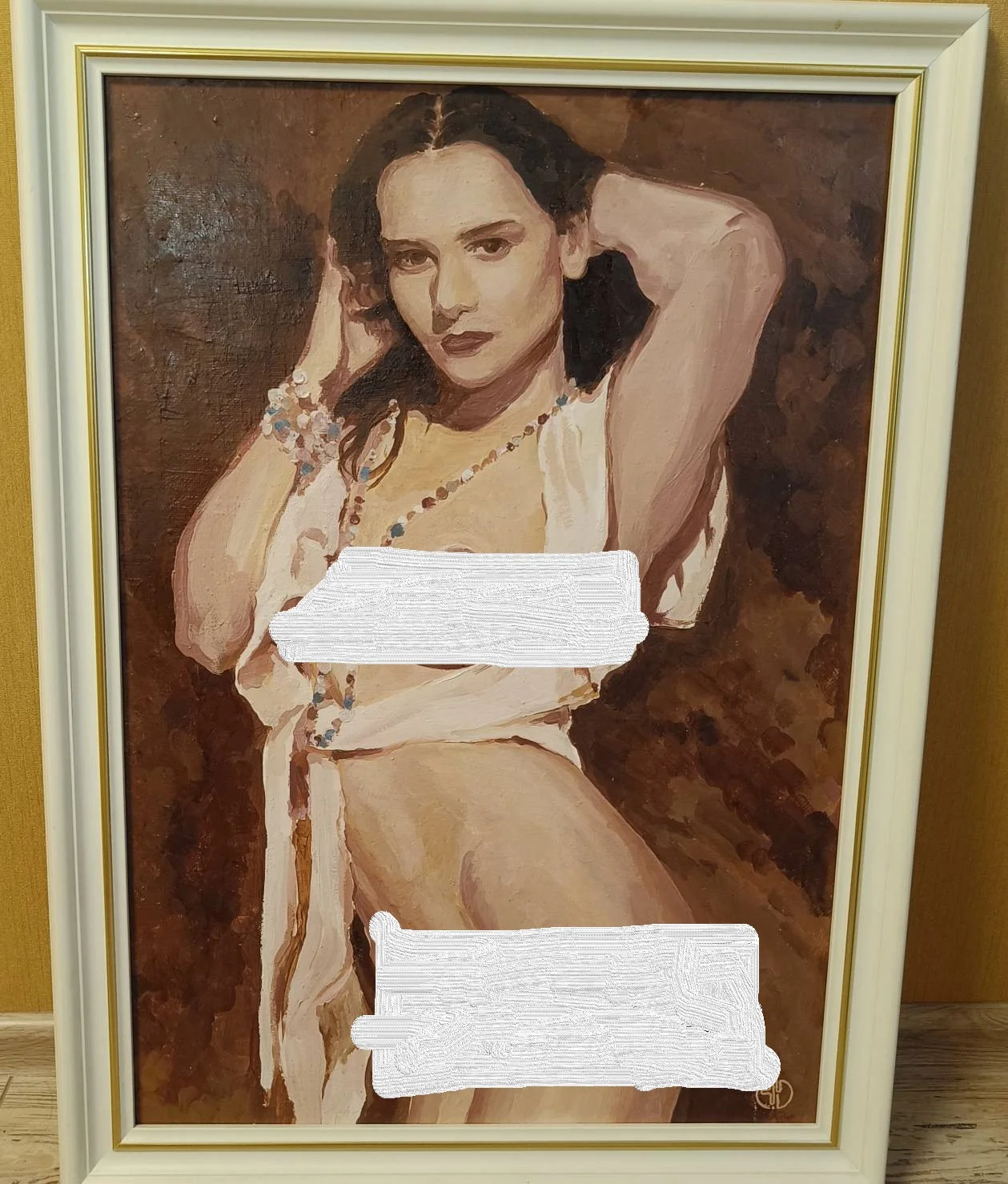 Картина маслом Ню в дорогой раме 78х58 см