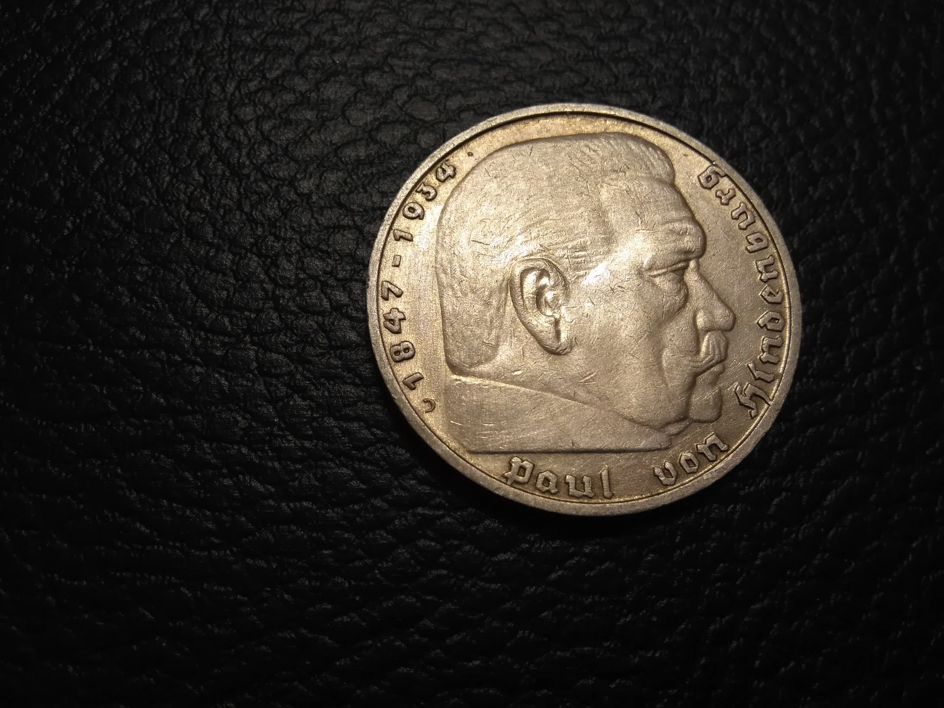 5 марок Германия 1936 год. Серебро 900°. Вес 13,88 грамм.Двор D - изображение 1