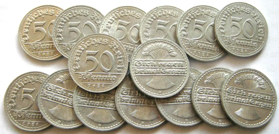 Германия Веймар 50 Pfennig 1921 D UNC