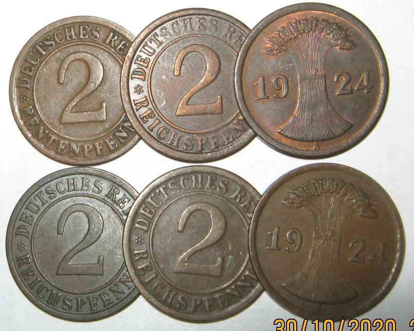 Германия Веймар 2 reichspfennig 1924г