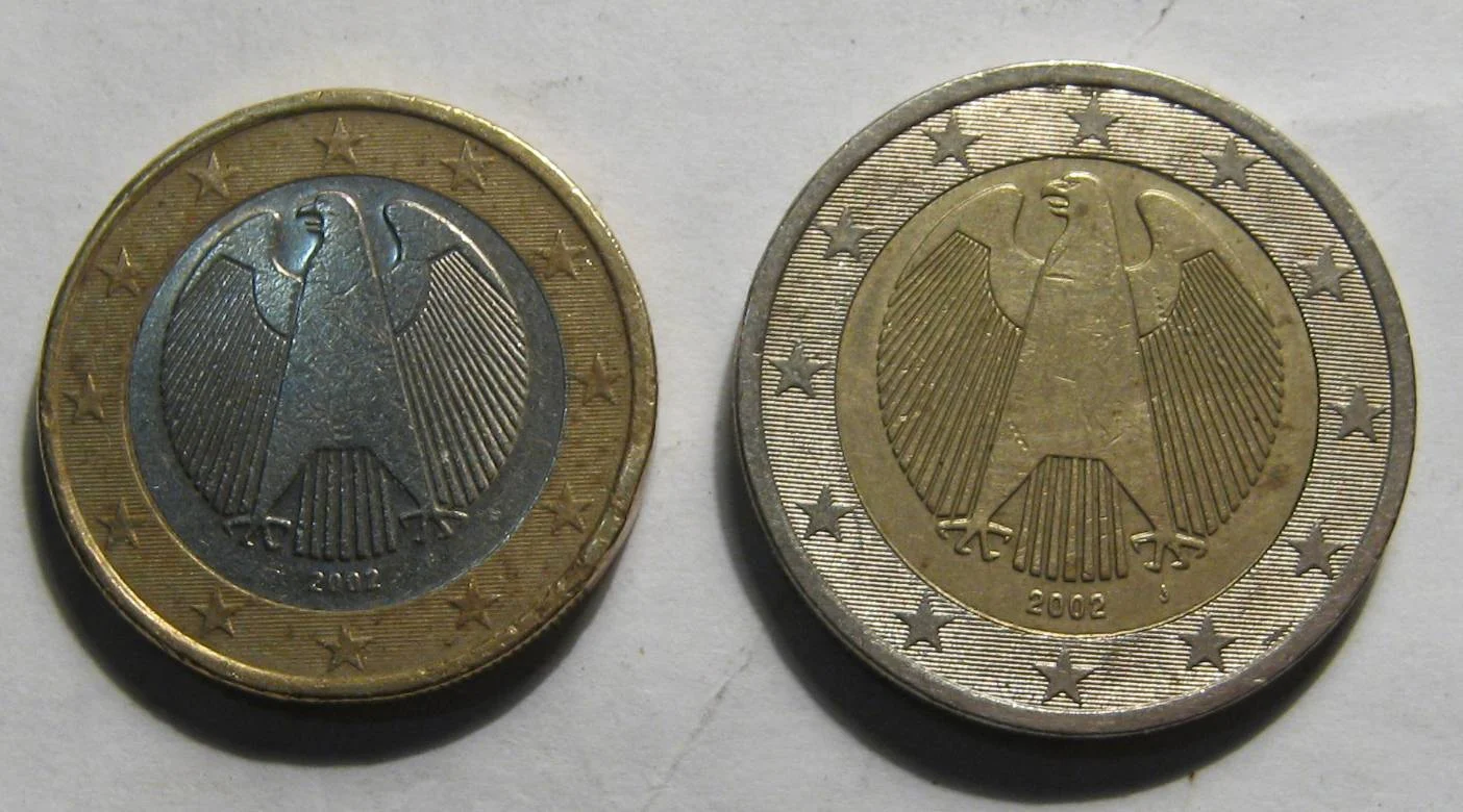1 и 2 евро 1999/2002/03/07/09/11/15гг - миниатюра 2