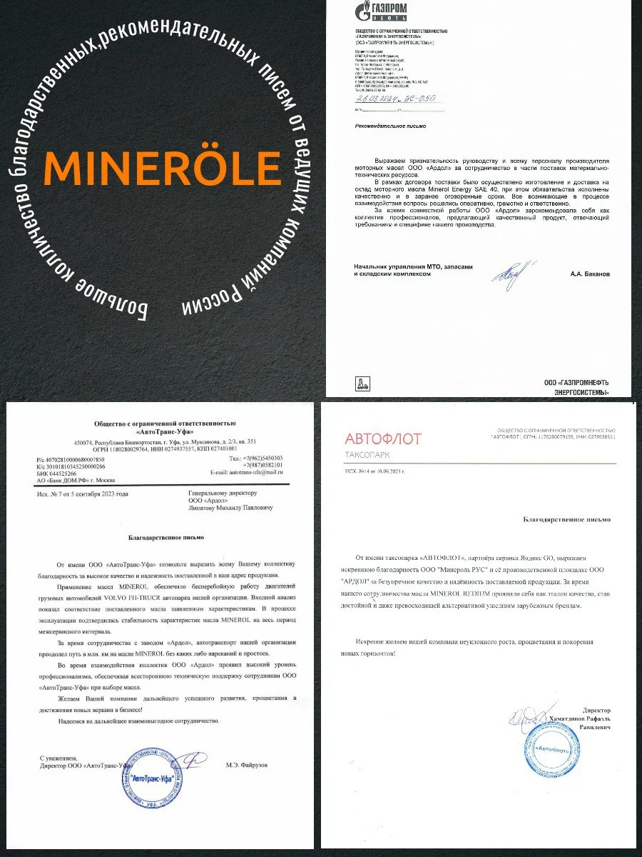 Моторное масло MINERÖL redium PRO SAE 5W40(1L-4L) - миниатюра 8