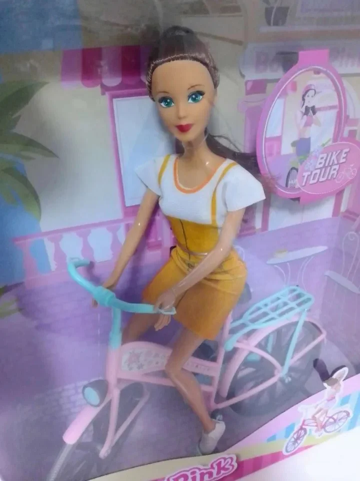Новая Кукла на велосипеде Велосипед для Барби Barbie - миниатюра 3