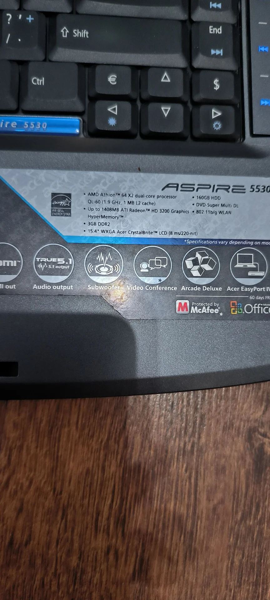 Ноутбук acer рабочий, на запчасти - миниатюра 2