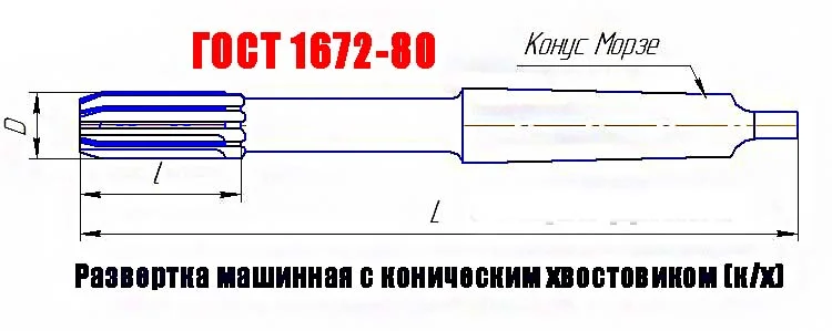 Развертка машинная 22Н8, к/х, Р6М5, 200/20 мм, КМ2, 2363-0385, ГОСТ 1672-80, СССР. - миниатюра 17