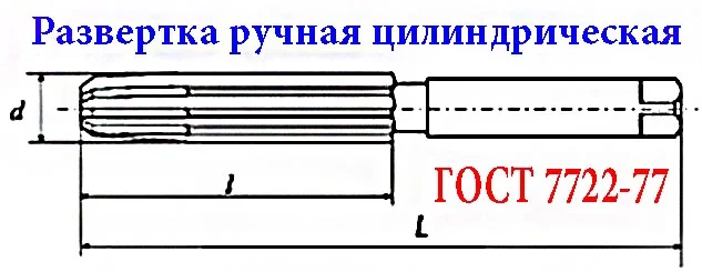 Развертка ручная цилиндрическая 28Н7, ц/х, 9ХС, 247/124 мм, Z8, 2360-0154, ГОСТ 7722-77, ВИЗ, СССР. - миниатюра 14