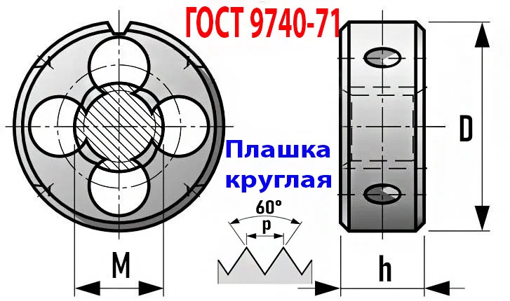 Плашка М3х0,35, 9ХС, мелкий шаг, 12/3 мм, ГОСТ 7740-71, сделано в СССР. - миниатюра 11