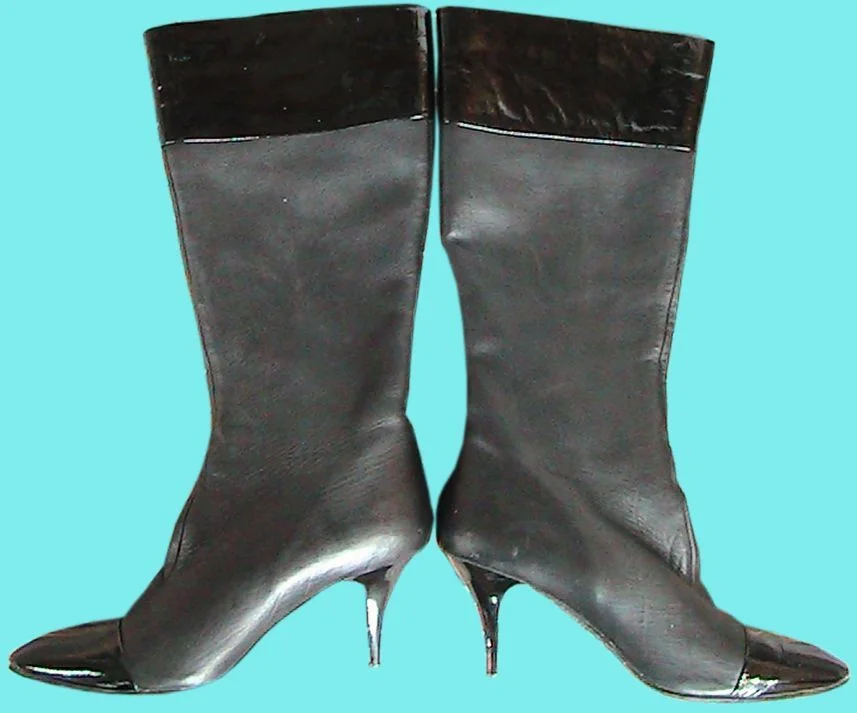 сапоги женские, чёрные, кожа, почти новые, 39-40 р - миниатюра 2