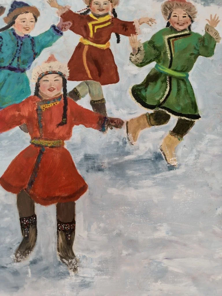 Картина маслом "Бурятские девчонки" - миниатюра 5