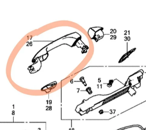 Ручка задней правой двери Honda Accord 9 (Нов) - миниатюра 3