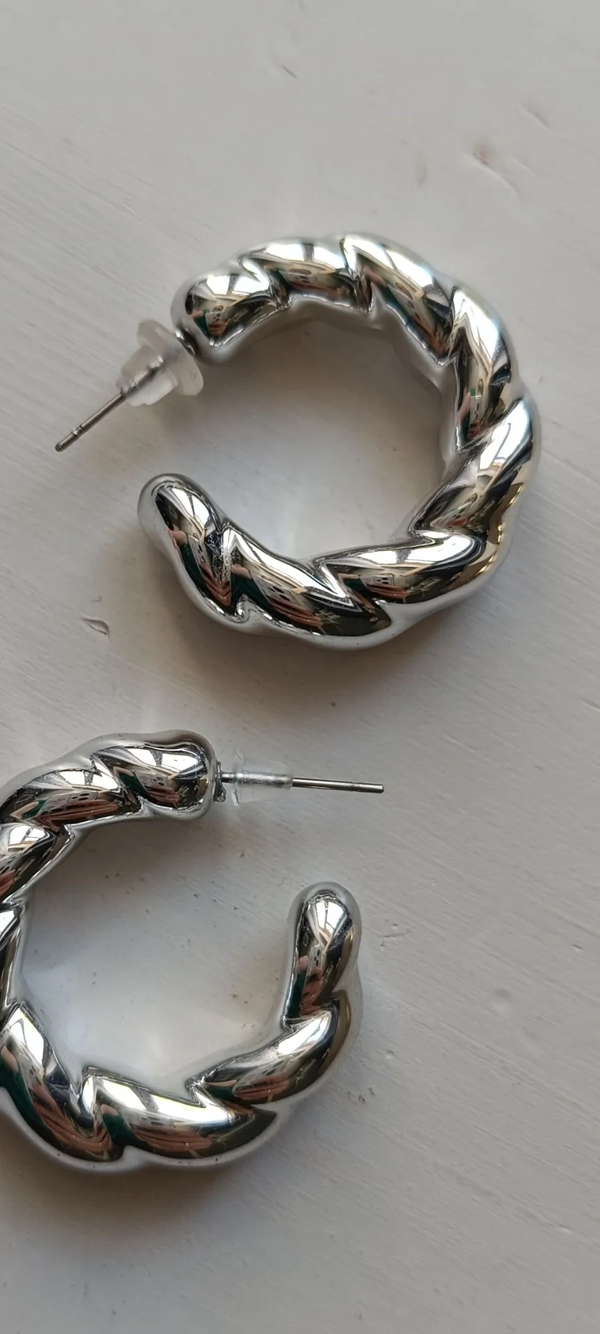 Серьги кольца крупные бижутерия косичка - миниатюра 3
