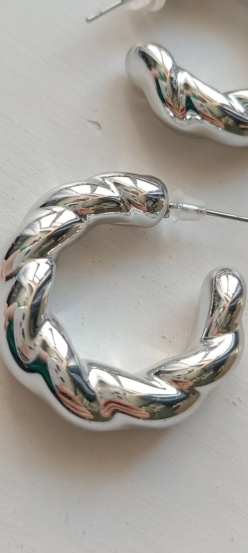 Серьги кольца крупные бижутерия косичка - миниатюра 5
