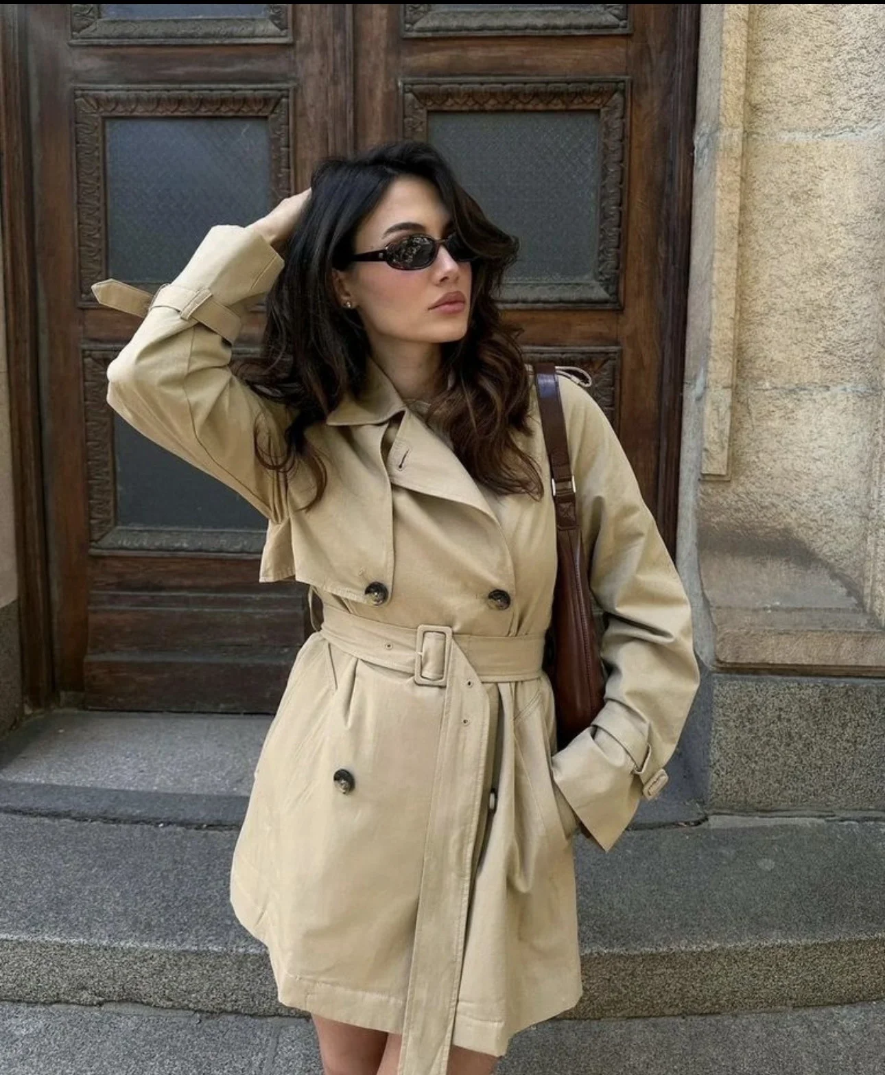 Укороченный тренч Zara style - миниатюра 3