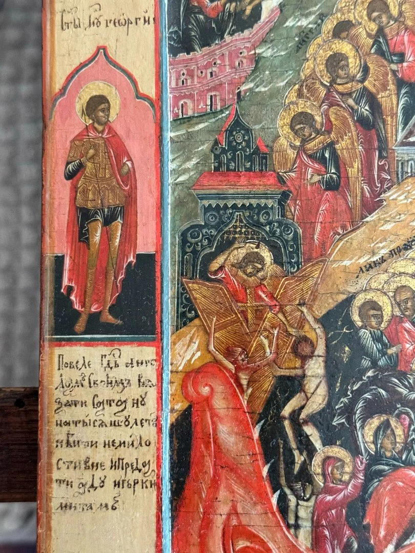 Икона "Воскресение Христово с сошествием во Ад" / Палех / конец 18 века - миниатюра 5