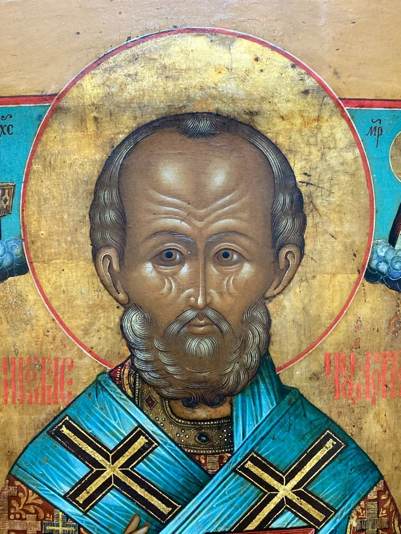 Икона / Николай Чудотворец / Палех / 19 век - миниатюра 2