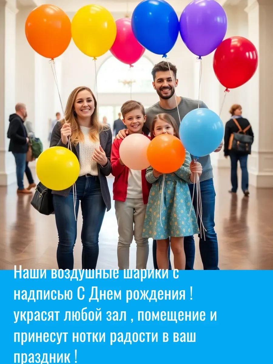 Шарики воздушные ( 100 штук ) С Днем рождения ! - миниатюра 2