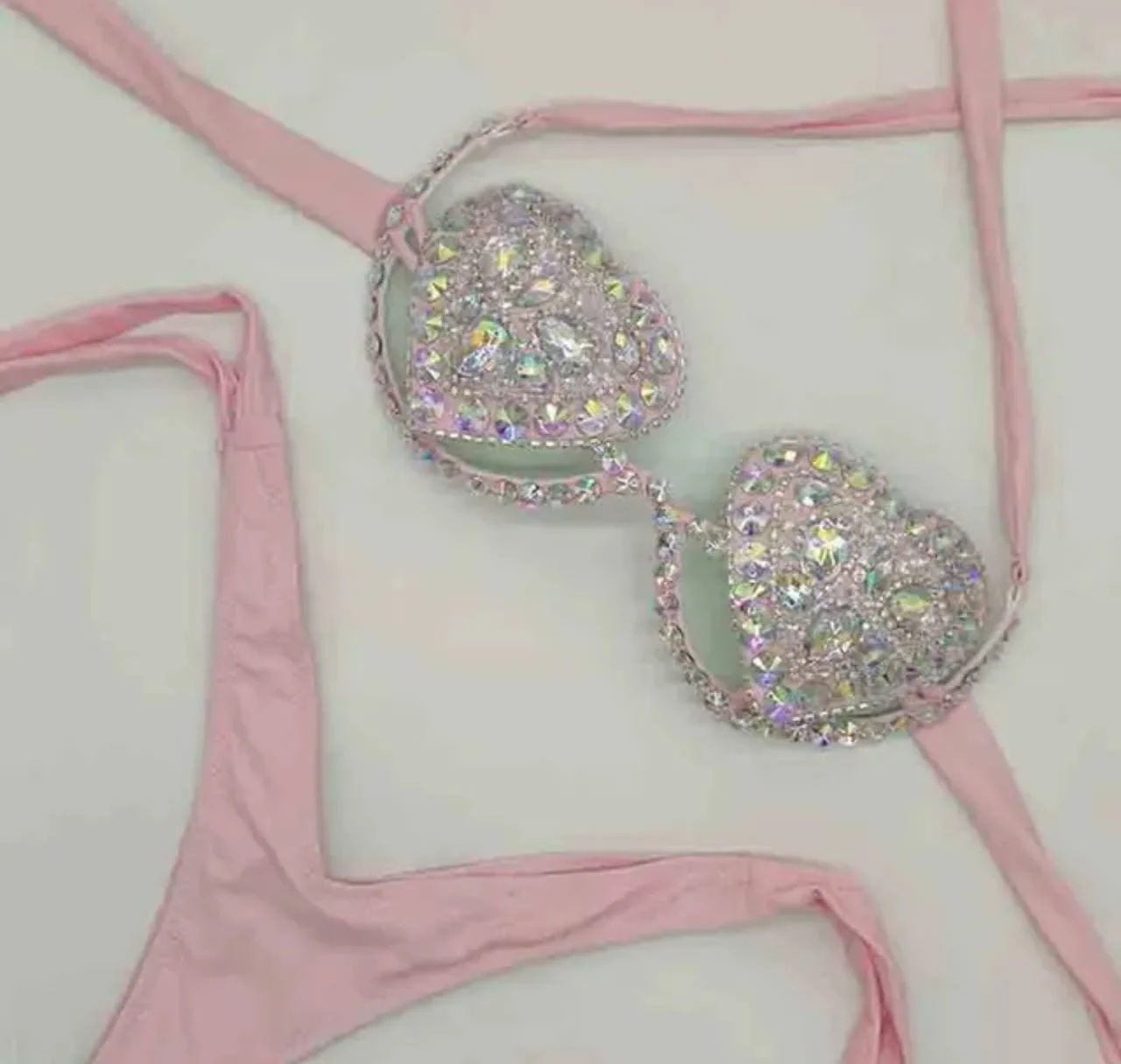 Купальник розовый с камнями Swarovski - миниатюра 4