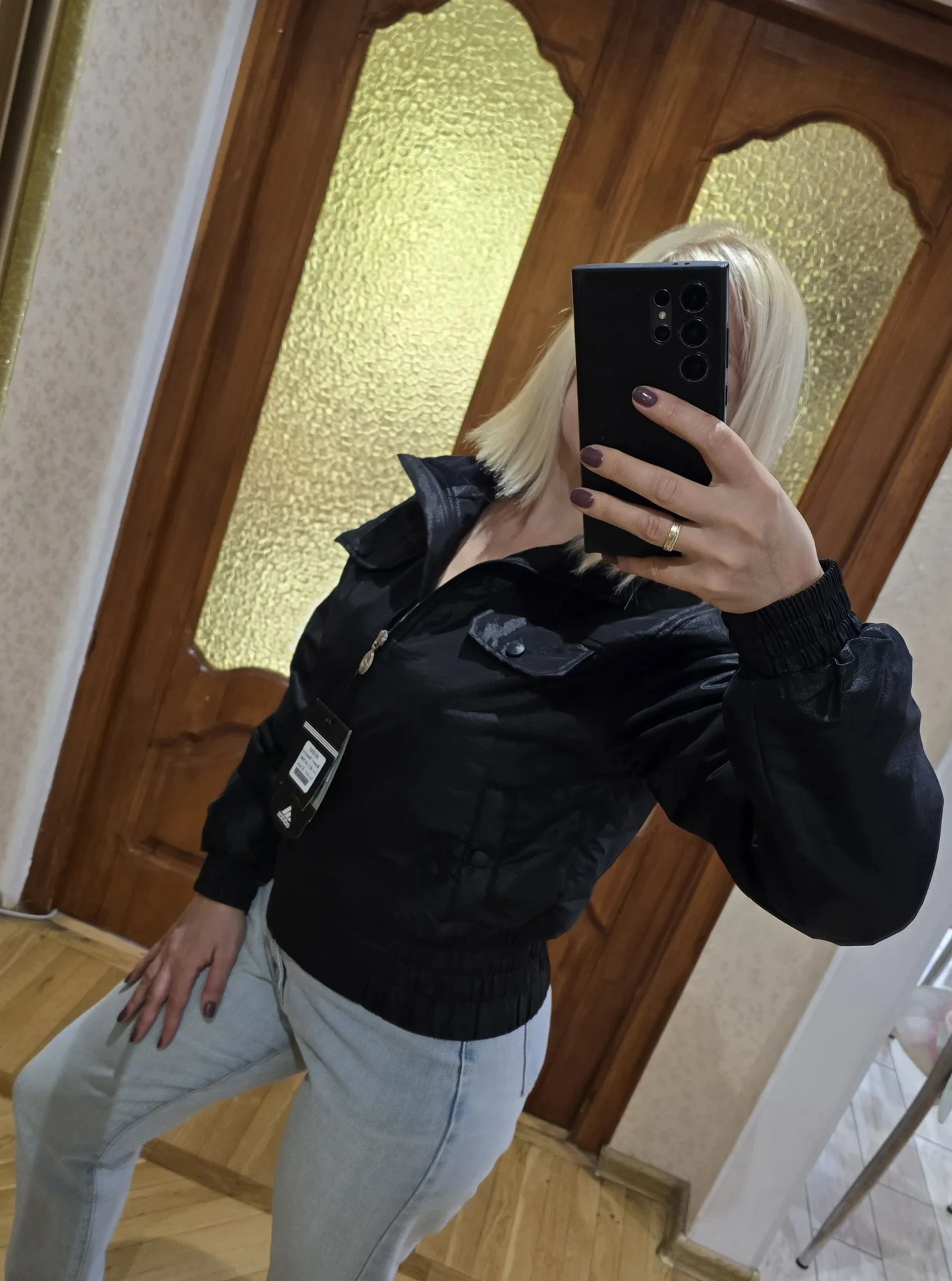 Женская укороченная куртка Adidas L(44) - миниатюра 3
