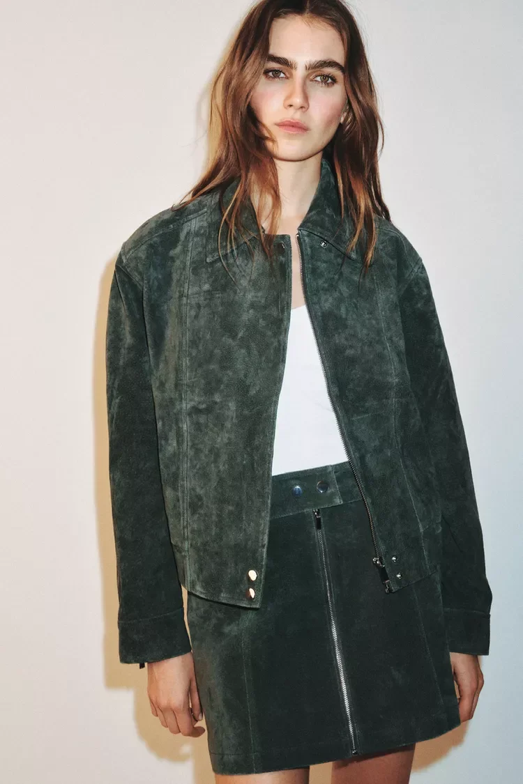 Куртка из 100% замши,zara,новая оригинал - миниатюра 2