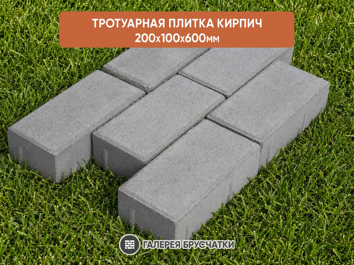 Тротуарная плитка "Кирпич" 200х100х60мм - изображение 1