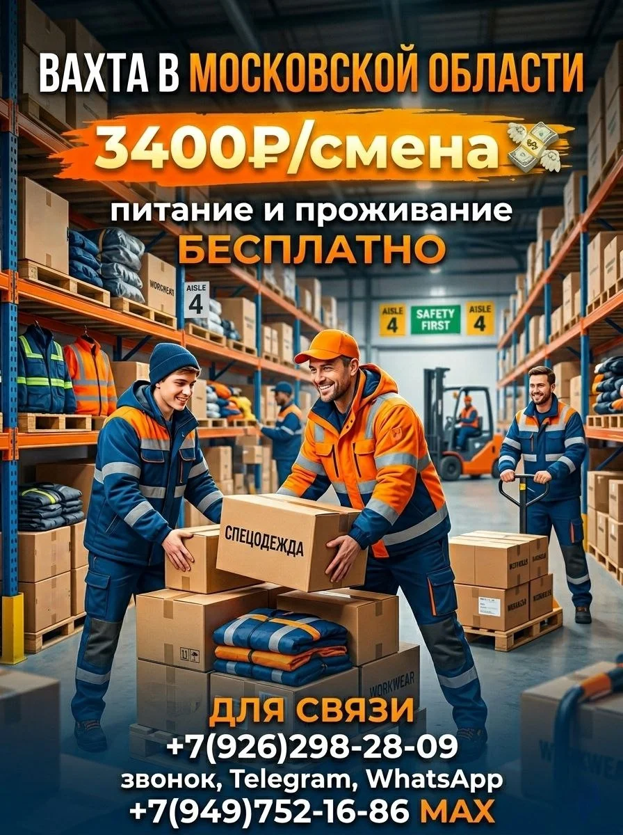 Склад спецодежды,вахта с проживанием и питанием,Московская обл - изображение 1