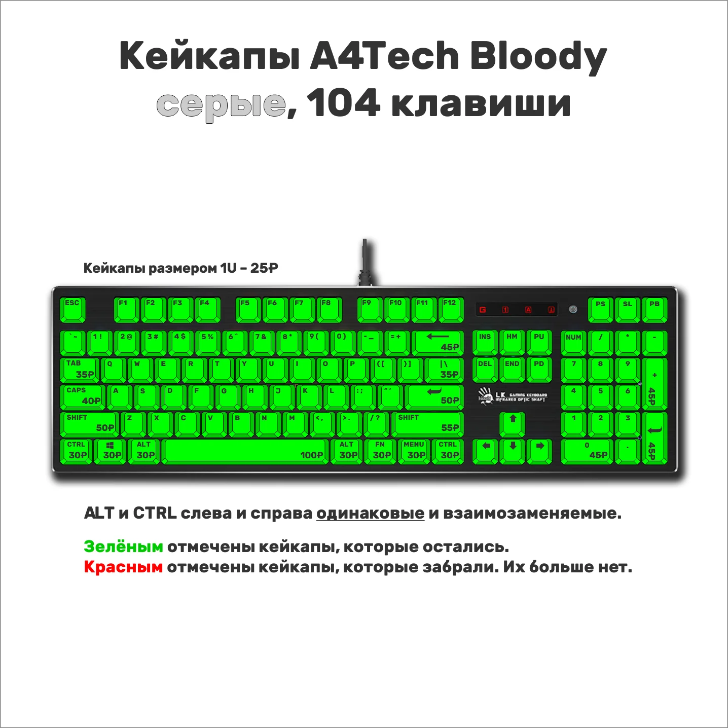 Кейкапы A4Tech Bloody поштучно - миниатюра 4
