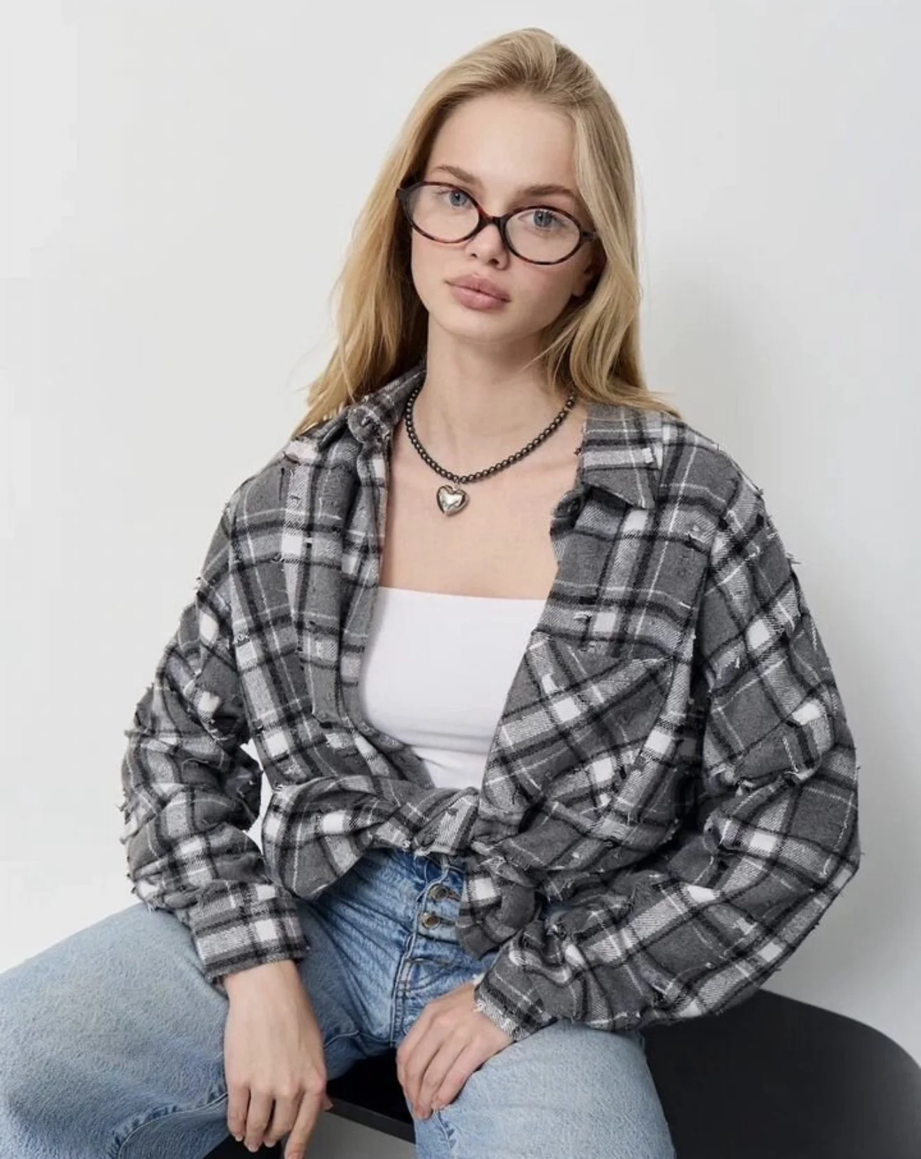 Рубашка в клетку y2k oversize - изображение 1