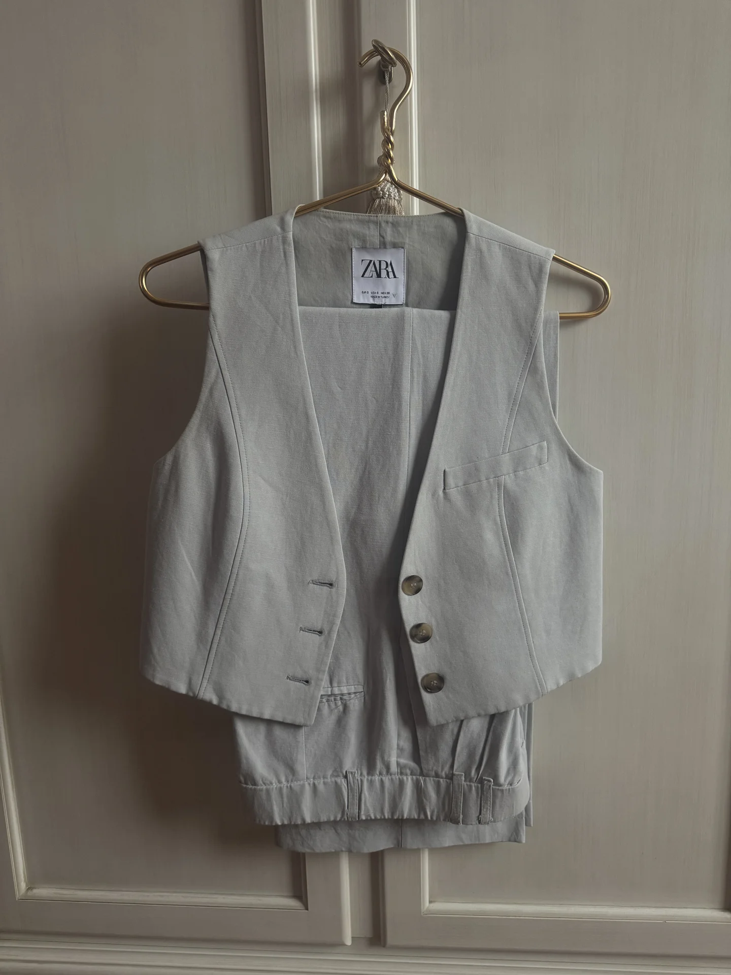 Zara льняной костюм брюки и жилетка - изображение 1