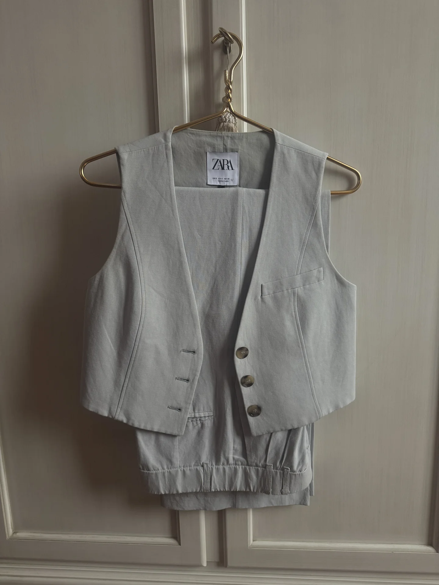 Zara льняной костюм брюки и жилетка - миниатюра 2