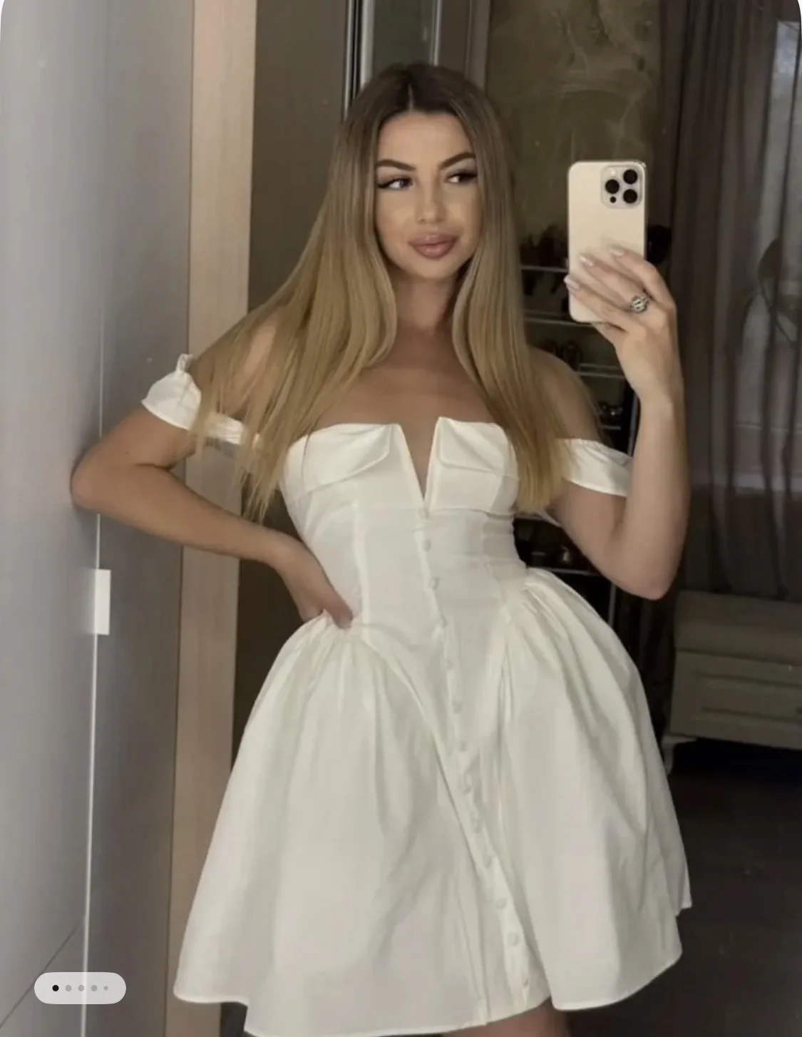Белое мини платье с пышной юбкой в стиле House of CB - миниатюра 2