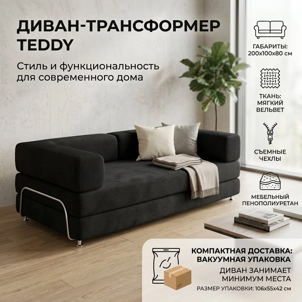 Диван TEDDY бескаркасный 2 метра - изображение 1