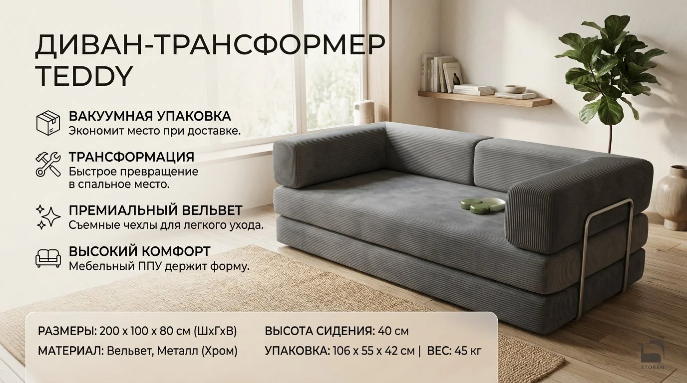 Диван TEDDY бескаркасный 2 метра - изображение 1