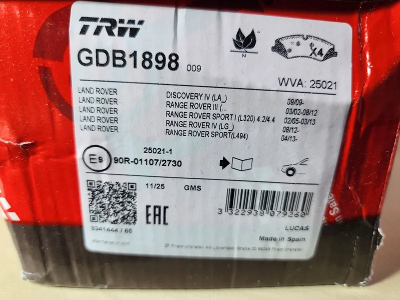 Колодки тормозные передние  TRW GDB1898 - миниатюра 6