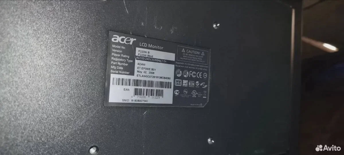 Монитор acer p223w b - миниатюра 4